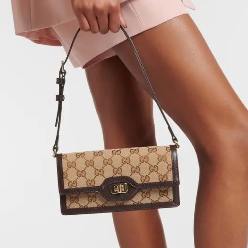 NEW Gucci Brown and Ebony Mini Luce GG Monogram Logo Shoulder Bag